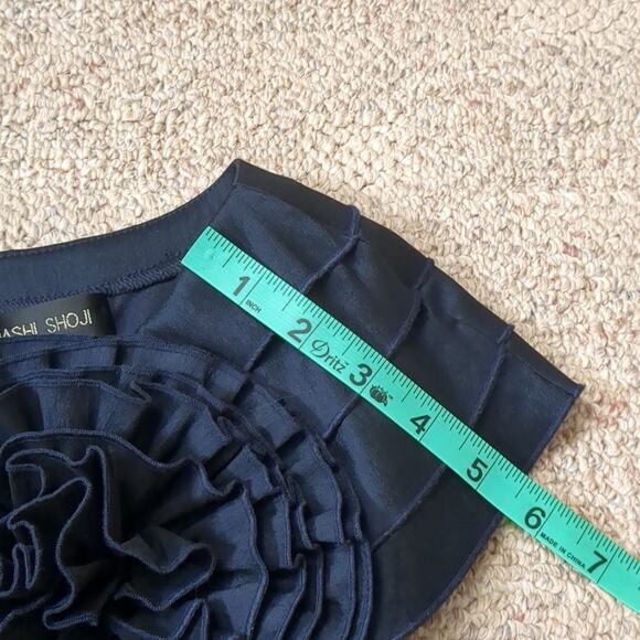 TADASHI SHOJI Women's Tiered Navy Floral Embellishment Cocktail Dress Size 8 - Picture 5 of 10